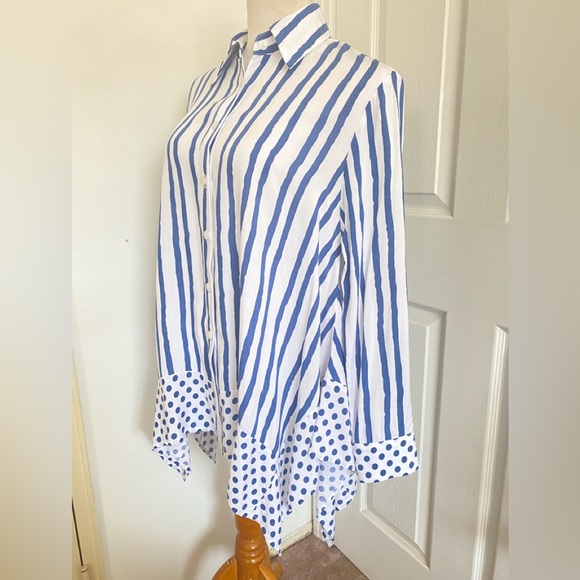 Scapa Lauren Perre Striped Button Up Blouse - Picture 7 of 8